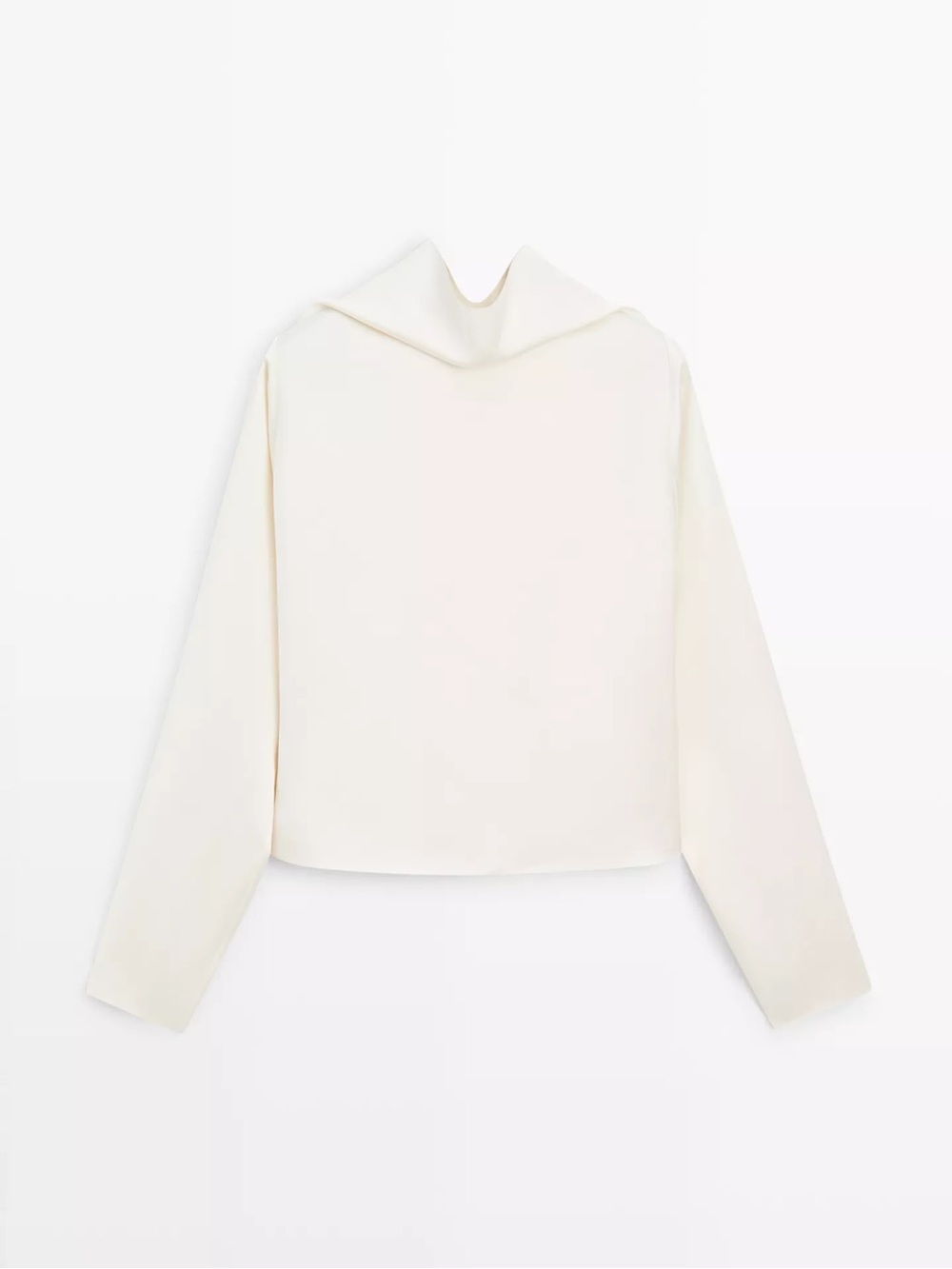 Massimo Dutti Studio Satin Elegant Cream High-Neck Long-Sleeve Top - Picture 5 of 10